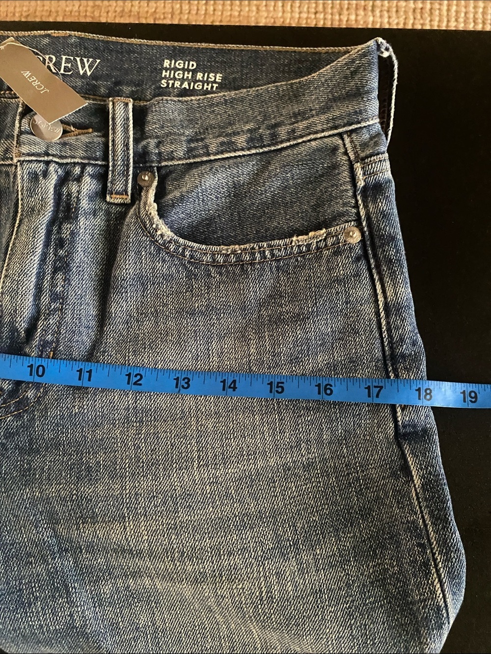 J. Crew Ridged High-Rise Straight Leg Medium Blue Jeans, Raw Hem, Size 26 - Picture 8 of 8
